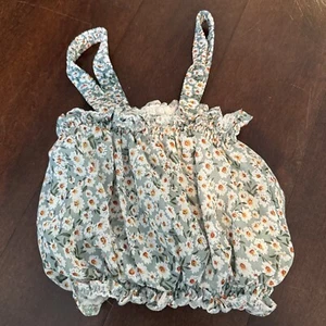 Grünes geblümtes Crop Top, Sommer Landhaus Kern, elastische Träger, Junior Xxs - Bild 1 von 4