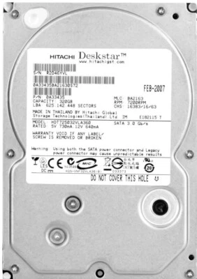 Hitachi Deskstar T7K500 320GB 7200RPM 16MB SATA II HDT725032VLA360 3.5'' Inch - Image 1 of 3