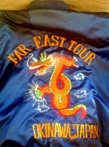 Vintage Embroidered Far East Tour Okinawa Japan Souvenir Jacket Dragon L War - Picture 1 of 11