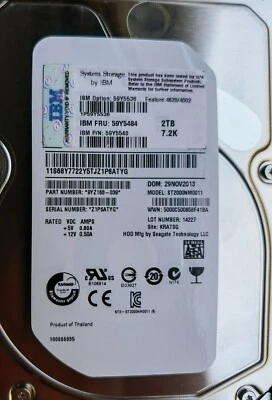 IBM 59Y5536 59Y5484 59Y5540 2TB 3.5 in 7.2K SATA-FC DS4700 DS5020 HDD Hard Drive - Image 1 of 4