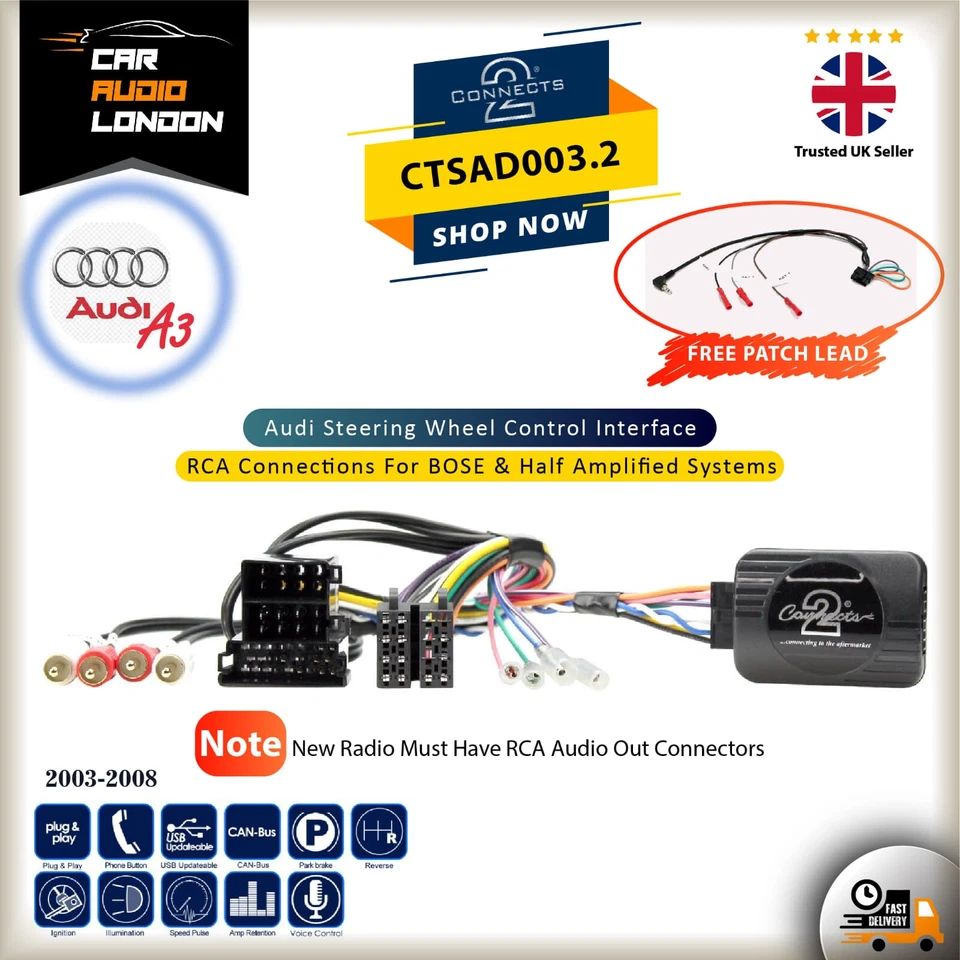 CTSAD003.2 Steering Control Interface RCA BOSE & Half Amp for Audi A3, A4 & TT - Image 1 of 1