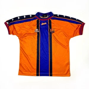 Camiseta de fútbol visitante FC Barcelona Kappa 1997/98 naranja azul vintage talla L rara - Imagen 1 de 24