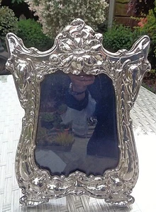 Superb LARGE Sterling Silver ART NOUVEAU Photograph Frame h/m 1903 Birmingham - Picture 1 of 12