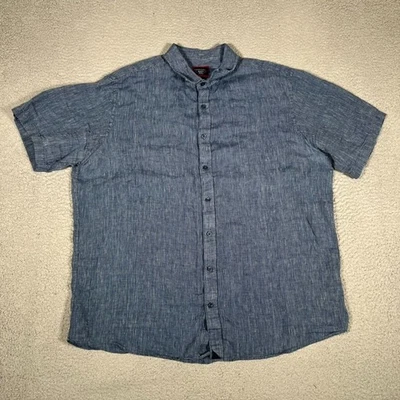 Untuckit Shirt Mens XXL Blue Striped 100% Linen Wrinkle Resistand Button Up Logo - Image 1 of 4
