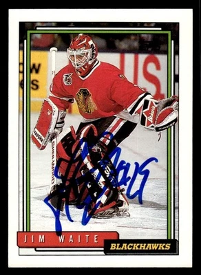 1992 Topps Hockey #100 Jim Waite Signed Autograph (no COA) - Image 1 of 2