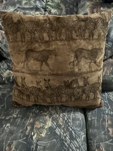 African Wildlife Throw Pillow Safari Zebra And Cheetah - Picture 1 of 2