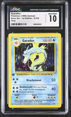 CGC 10 GEM MINT Gyarados Base Set 1st Edition 6/102 Holo GERMAN Pokemon Card - Image 1 of 2