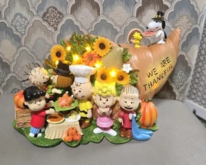 PEANUTS "Give Thanks" Illuminated Cornucopia By The Bradford Exchange (2020) - Picture 1 of 10