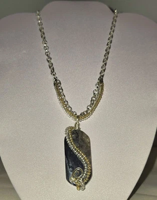 Colgante grande Sajen Piccaso jaspe con cuentas envolvente con cadena Foto 1 de 4