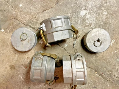 LOT of 4" Aluminum Cam and Groove Fittings 5pcs, slightly used or unused - Image 1 of 4