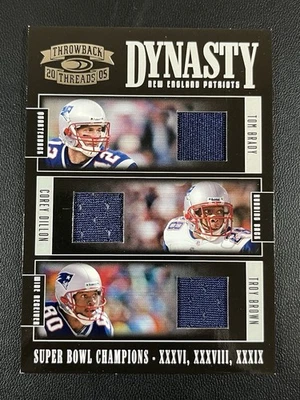 2005 Threads Tom Brady Corey Dillon Troy Brown Dynasty Game Worn Patch /50 - Image 1 of 2