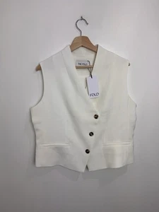 The Fold Clever Crepe Romney Waistcoat Ivory UK 16 New With Tags - Picture 1 of 9