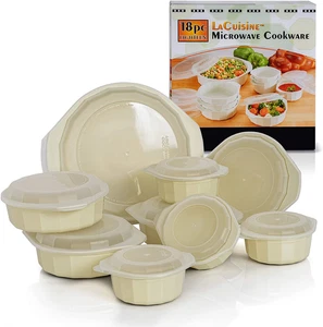 18 Piece Microwave Cookware Set, White - Picture 1 of 12