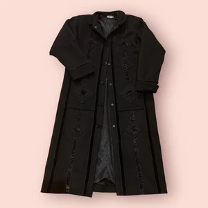 Abrigo largo Coloratura Miranda para mujer S/M negro lana terciopelo ribete en forma de diamante - Imagen 1 de 9