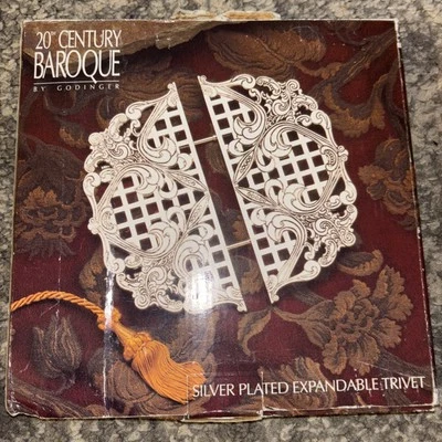 Godinger Silver Plate Expandable Trivet Baroque Revival Ornate Design NEW  - Image 1 of 2