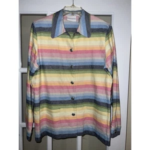 Chaqueta de Primavera Alfred Dunner Mezcla de Lino Pastel Arco Iris Talla 8 Rosa Preppy Fresco - Imagen 1 de 3