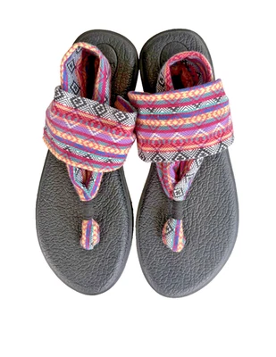 Sandalias Sanuk Yoga Mat Sling Chanclas Tanga Talla 8 Rosa Púrpura Azteca Foto 1 de 4