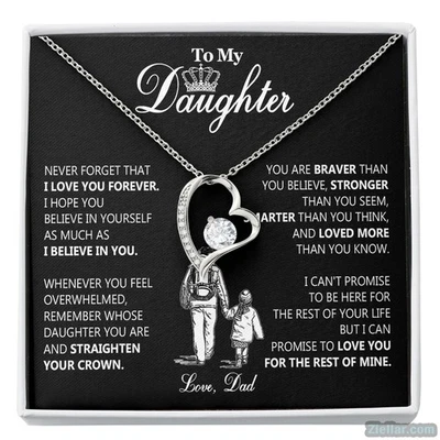 To My Daughter Necklace, Birthday Gift from Dad, Father Daughter Jewelry Present - Image 1 of 4