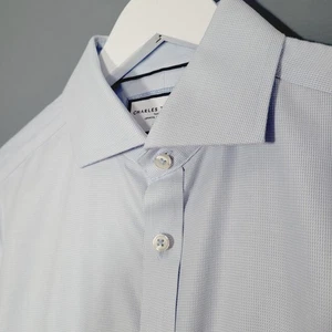 BNWOT NEW CHARLES TYRWHITT SHIRT 15" NECK EXTRA SLIM FIT PALE BLUE WEAVE SH14 - Picture 1 of 9