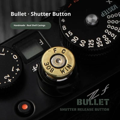 Brass Bullet Shell Shutter Button Compatible with Fuji Nikon Canon Leica Sony - Image 1 of 4