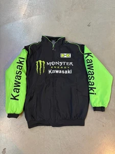 Chaqueta Kawasaki Monster Energy Racing Unisex L Negra Verde Ligera De Colección - Imagen 1 de 5