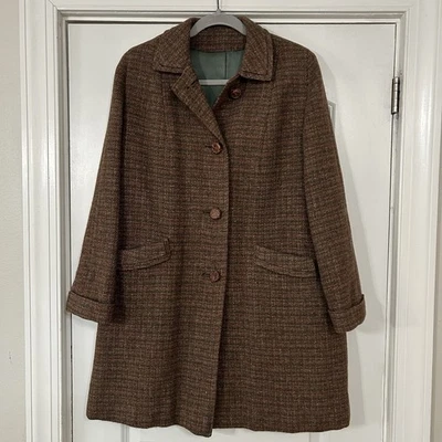 Abrigo Harris Tweed Años 50 De Colección Para Hombre 42 Marrón Tejido a Mano Lana Escocesa Top Abrigo EC Foto 1 de 4