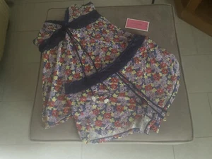 JUICY COUTURE FLORAL PRINT COTTON PYJAMA VEST AND SHORTS SIZE X SMALL NEW TAG - Picture 1 of 3
