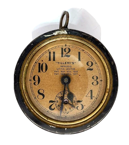 WORKING TILLERYS IMPROVED LITTLE JANITOR'S  FURNACE CLOCK - PAT. 1915  PAT. 1917 Cover