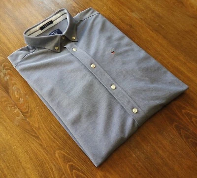 GANT talla M Tech Prep Piqué tejido para hombre camisas informales azul NUEVO - Imagen 1 de 4