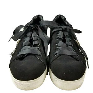 Libby Edelman Sneakers 7 Women Black Low Top Lace Up Star Butterfly Flower Cece - Picture 1 of 10