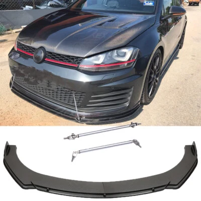 Divisor de labios delantero de fibra de carbono + varillas de puntal para VW Golf GTI MK5 MK6 MK7 Foto 1 de 4