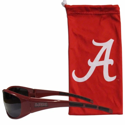 Alabama Crimson Tide Wrap Sunglasses With Microfiber Bag UV 400 Protection NCAA Cover