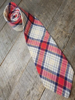 Red White Blue Plaid Wembley Tie yellow The Butterfly cotton feel 58" - Image 1 of 4