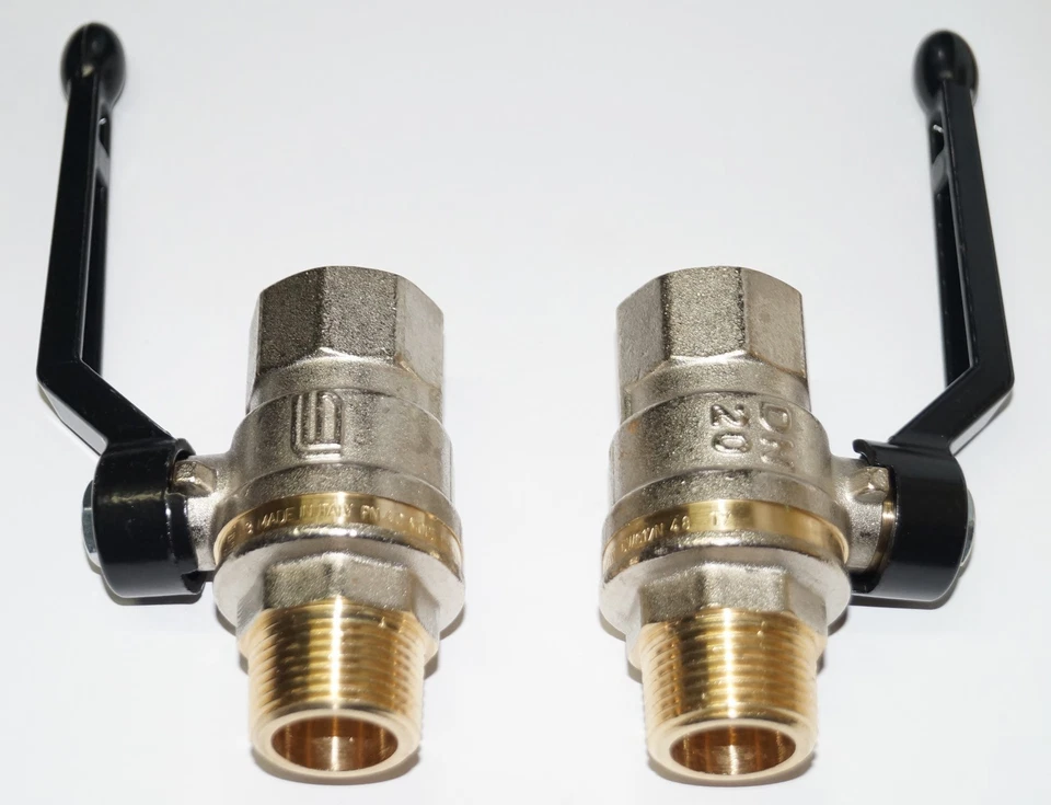 RI / GROLL GMBH & CO. KG 2 Stück Kugelhahn Messing venickelt mit Langgewinde, Innen-Aussengewinde