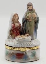 Christmas Nativity Scene Virgin Mary Joseph Baby Jesus Hinged Trinket Box