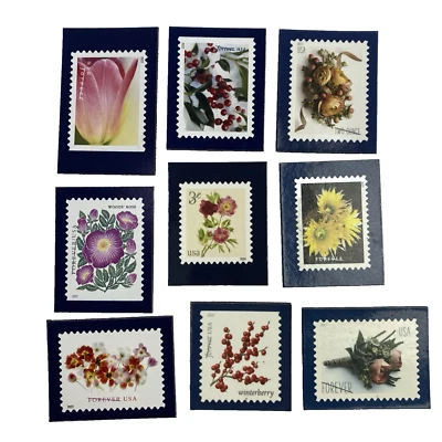 USPS Forever Stamps Floral Magnet Set of 9 Tulips Poppies Roses Collectible Rare - Image 1 of 4