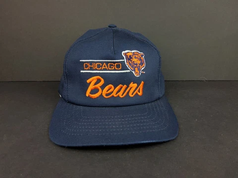 Vintage Chicago Bears NFL Football Team Blue Orange Bear Face Mascot Hat Cap Cover
