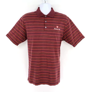 Nike Polo Golf Shirt Mens L Maroon Striped 100% Cotton Embroidered Berkeley Hall - Picture 1 of 8