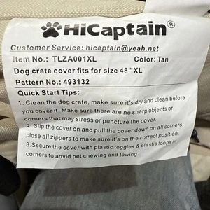HiCaptain Dog Crate Cover Tan Size Large 48” Item No: TLZA001XL - Picture 1 of 7