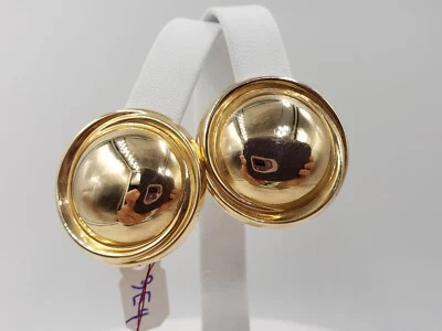14KT Yellow Gold Round Hollow Earring Omega Back - Image 1 of 4