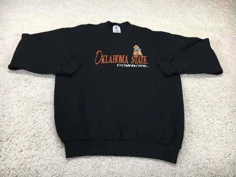Vintage Oklahoma State Cowboys Sweater Mens Large Black Football Sweatshirt 90s Cover