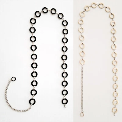 BRAND NEW Style & Co Reversible Chain Belt, Black & Ivory, Small/Med (S/M), $28 - Image 1 of 4