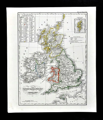 Mapa Atlas Vidrio c.1848 Gran Bretaña e Irlanda - Inglaterra Gales Escocia Londres Foto 1 de 2