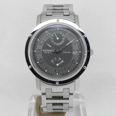 Reloj HERMES CL2.810 Clipper GMT reserva de marcha automático esfera gris 38 mm SS para hombre Foto 1 de 4