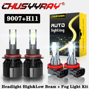 For Nissan Versa Note 2014-2019 4X 6000K LED Headlight Hi/Lo + Fog Light Bulbs