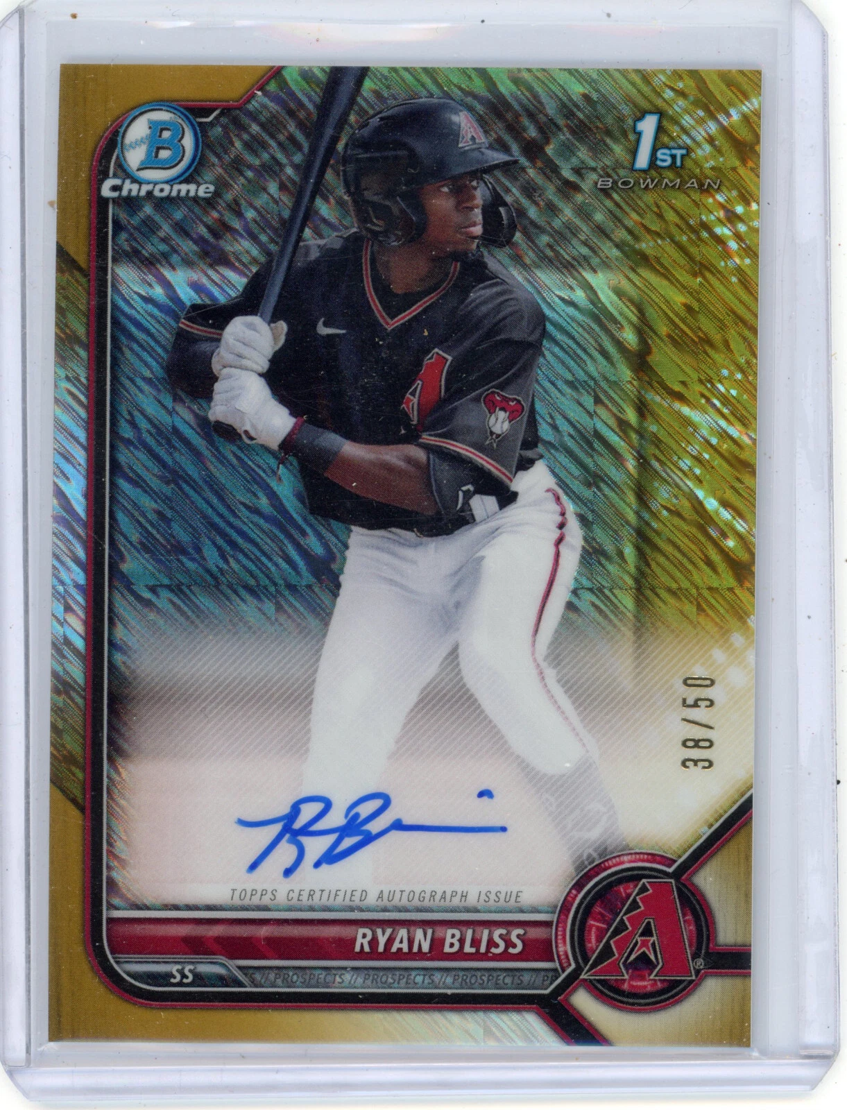 Ryan Bliss 2022 Bowman Chrome Gold Shimmer Refractor Auto 1st D-Backs 38/50
