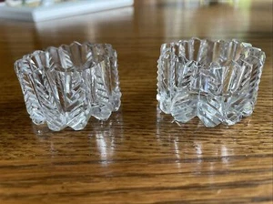 Vintage Open Salt Cellar Dish Clear Glass Set of 2 - Picture 1 of 3