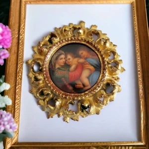Vintage Madonna of the Chair Firenze Porcelain Plaque of Madonna Della Sedia - Picture 1 of 10