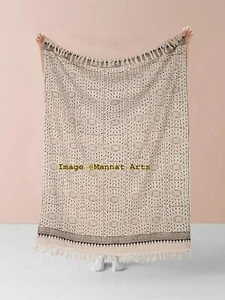 100% Cotton Handmade Throw Hand Block Print Couch Coverlet Summer Soft Blanket - Picture 1 of 5