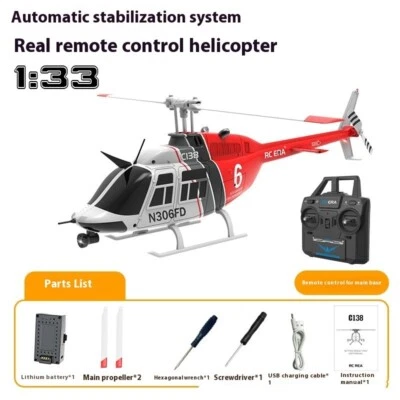 NEW C138 RC Helicopter – Double Paddle Blade Single Rotor Toy Without Ailerons - Image 1 of 4